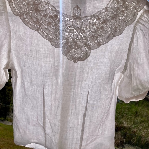 Laura Ashley vintage white cotton and lace short blouse UK10 - Picture 3 of 16